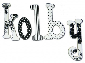 Modern Black Damask Hand Painted Wall Letters