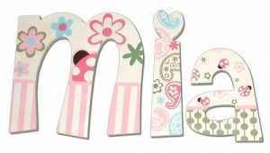 Ladybug Paisley Hand Painted Wall Letters