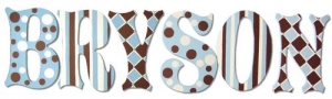 Blue and Brown Hand Painted Wall Letters