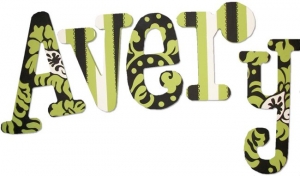 Green and Black Damask Painted Wall Letters