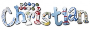 Island Surf in Blue Hand Painted Wall Letters