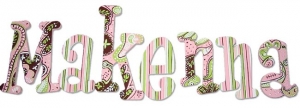 Pink and Brown Paisley Painted Wall Letters
