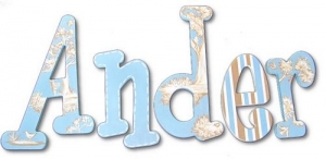 Taupe and Blue Ander Hand Painted Wall Letters