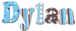 Dylan's Blues and Browns Hand Painted Wall Letters