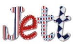Red White and Blue Jett Hand Painted Wall Letters