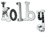 Modern Black Damask Hand Painted Wall Letters