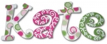 Pink and Green Twister Hand Painted Wall Letters