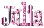 Pink Flies and Flowers Hand Painted Wall Letters