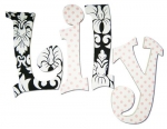 Damask and Pink Hand Painted Wall Letters