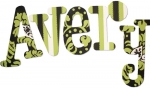 Green and Black Damask Painted Wall Letters