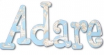 Blue and Taupe Toile Hand Painted Wall Letters