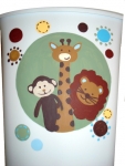Painted Plastic Trashcan - Jungle