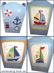 Painted Wood Trashcan - Nautical