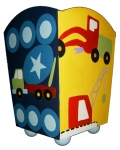 Painted Wood Trashcan - Trucks