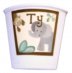 Painted Plastic Trashcan - Jungle Too